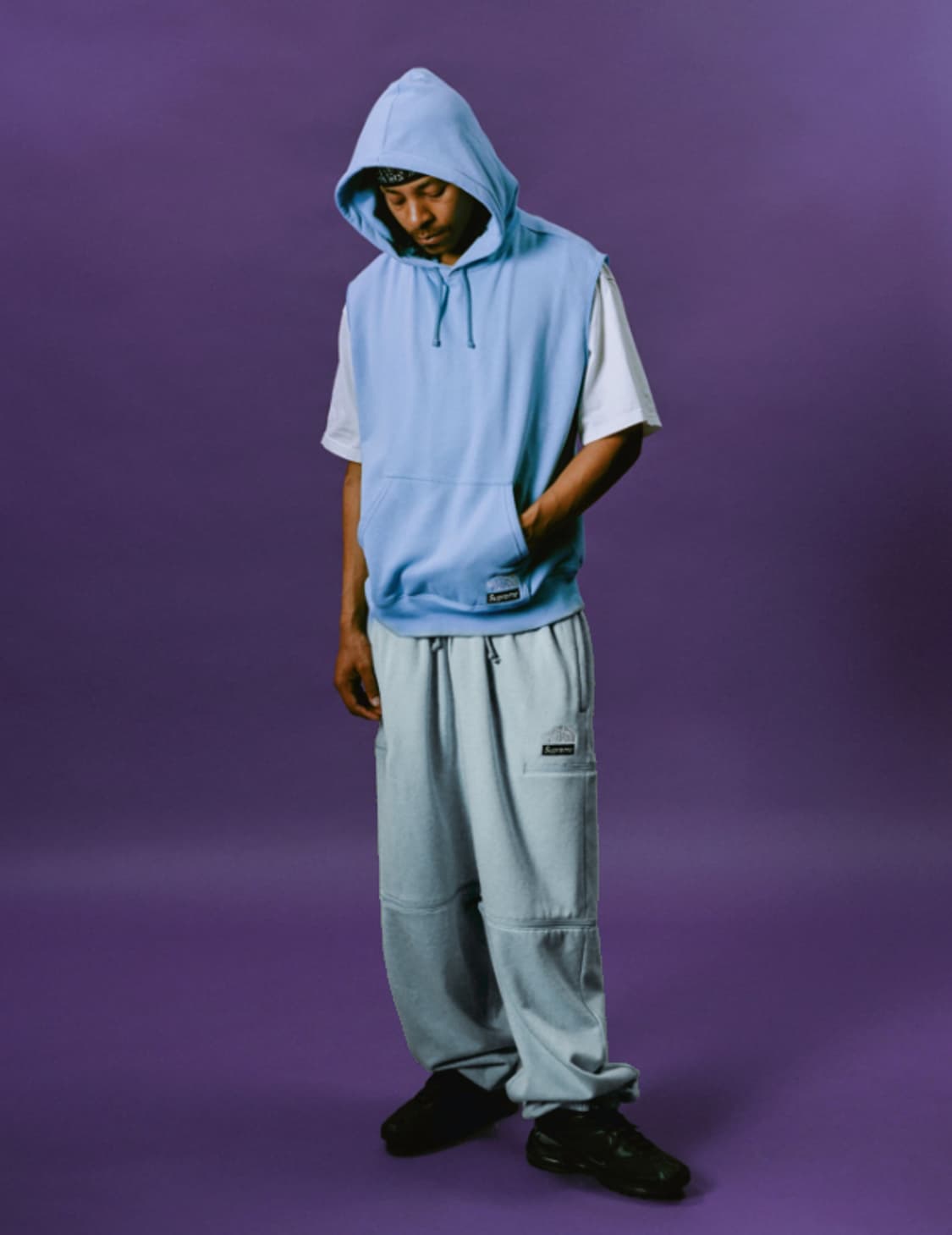 S ] 23ss 슈노 슈프림 노스페이스 컨버터블 기모 스웻팬츠 그레이 상품이미지2