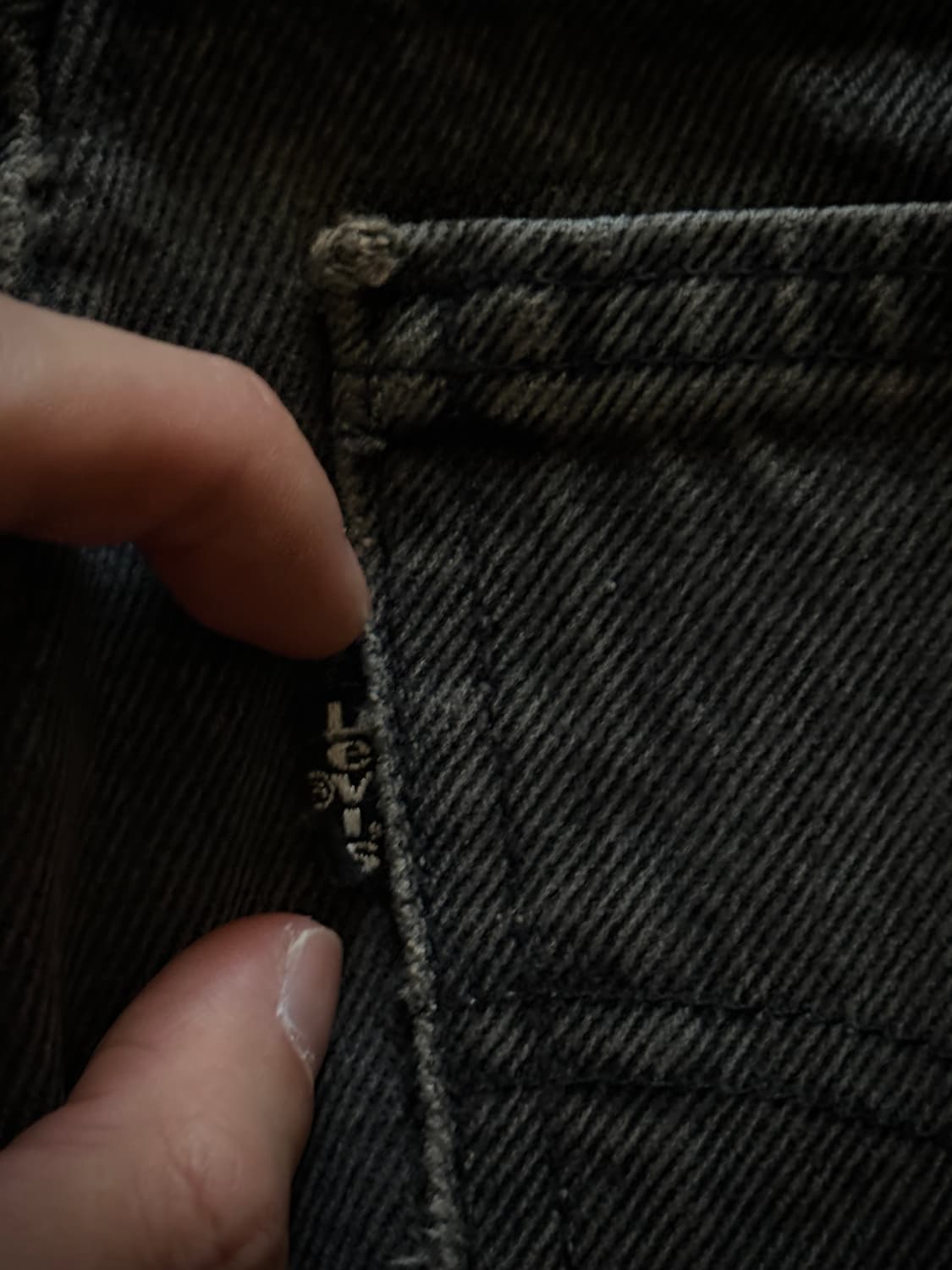 90s USA 리바이스 블랙탭 550 블랙워시드 흑청 데님 팬츠 상품이미지8