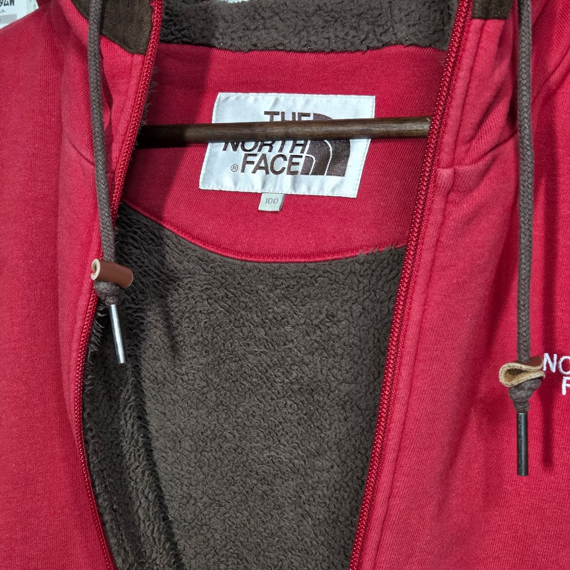 노스페이스 스웨이드 패치 레드 브라운 후드집업 상품이미지9