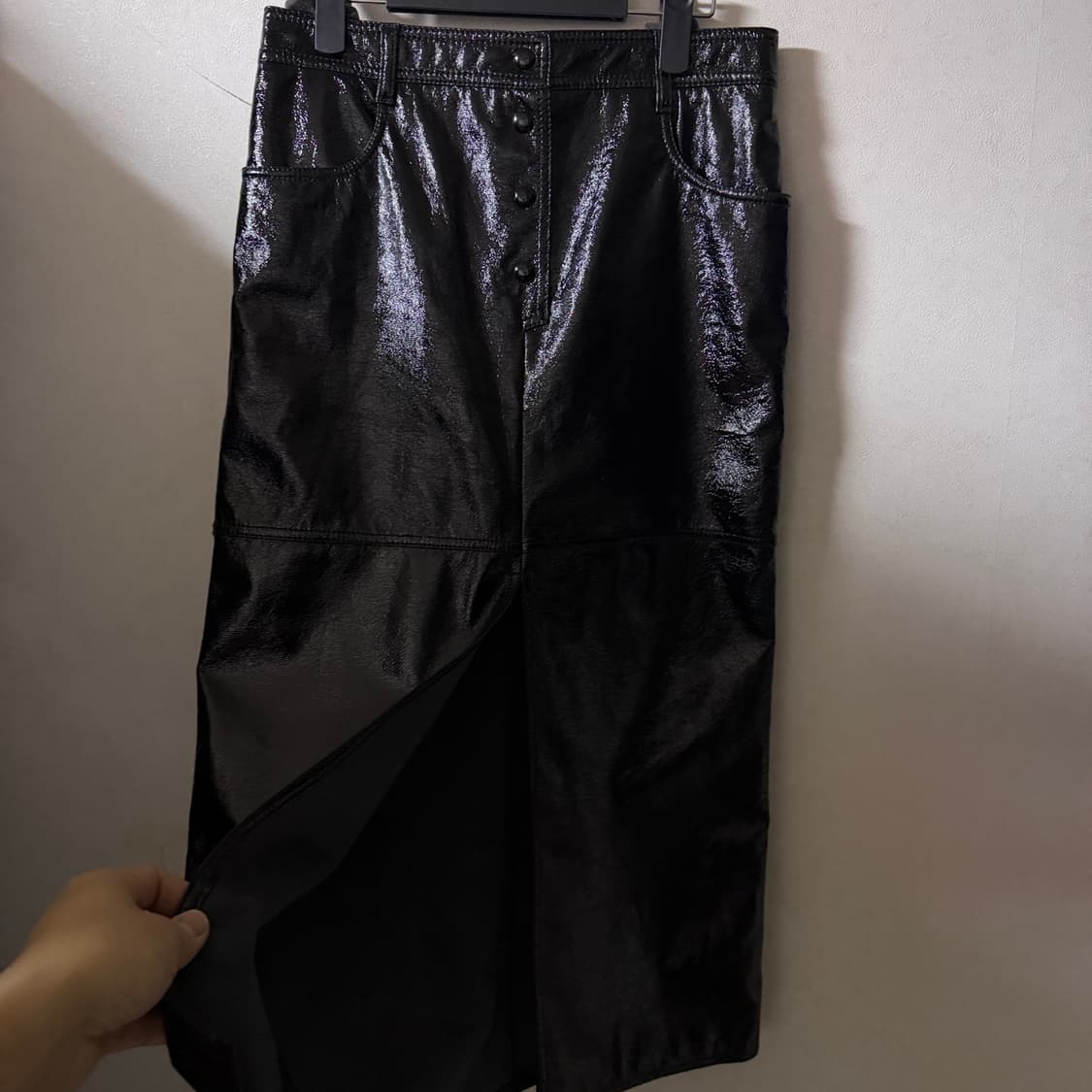 MSGM 블랙 크링클 인조 가죽 팬츠 42 (여성 66정도) 상품이미지4