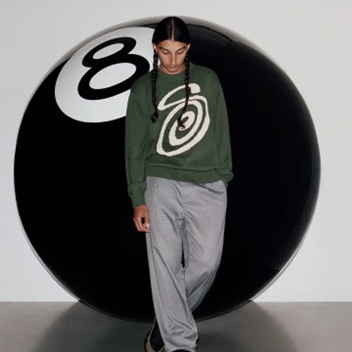 스투시 컬리S 스웨터 그린 상품이미지1