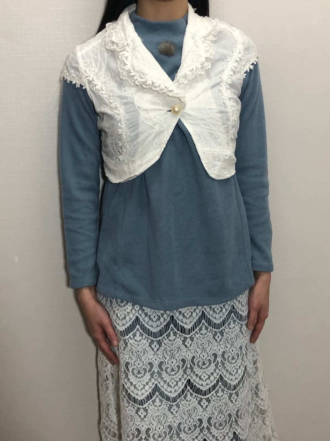 빈티지 화이트 레이스 크롭 자켓 상품이미지2