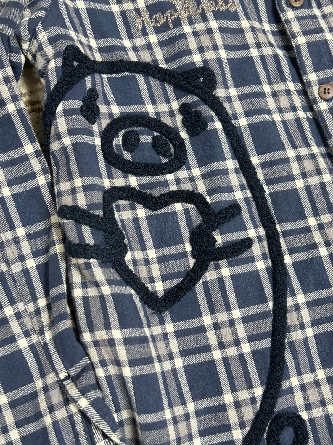 너드 대장 드럭스토어 캐릭터 네이비 체크셔츠 니혼진 상품이미지2