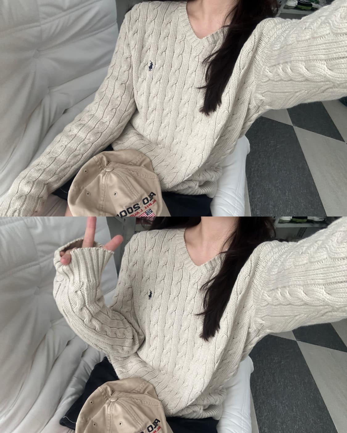 폴로 랄프로렌 V넥 케이블 니트  상품이미지7