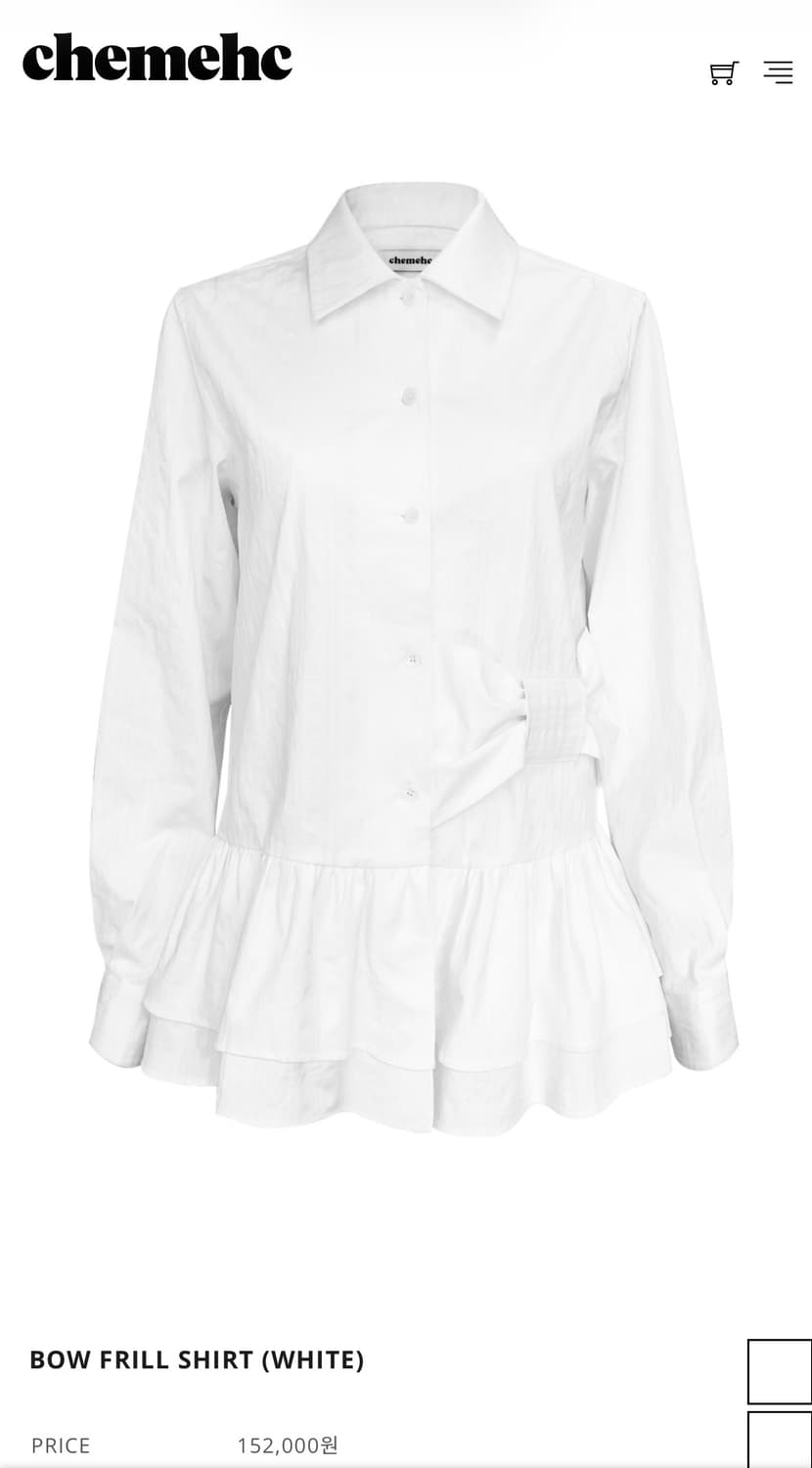 체메씨 보우 프릴 셔츠 화이트 상품이미지1