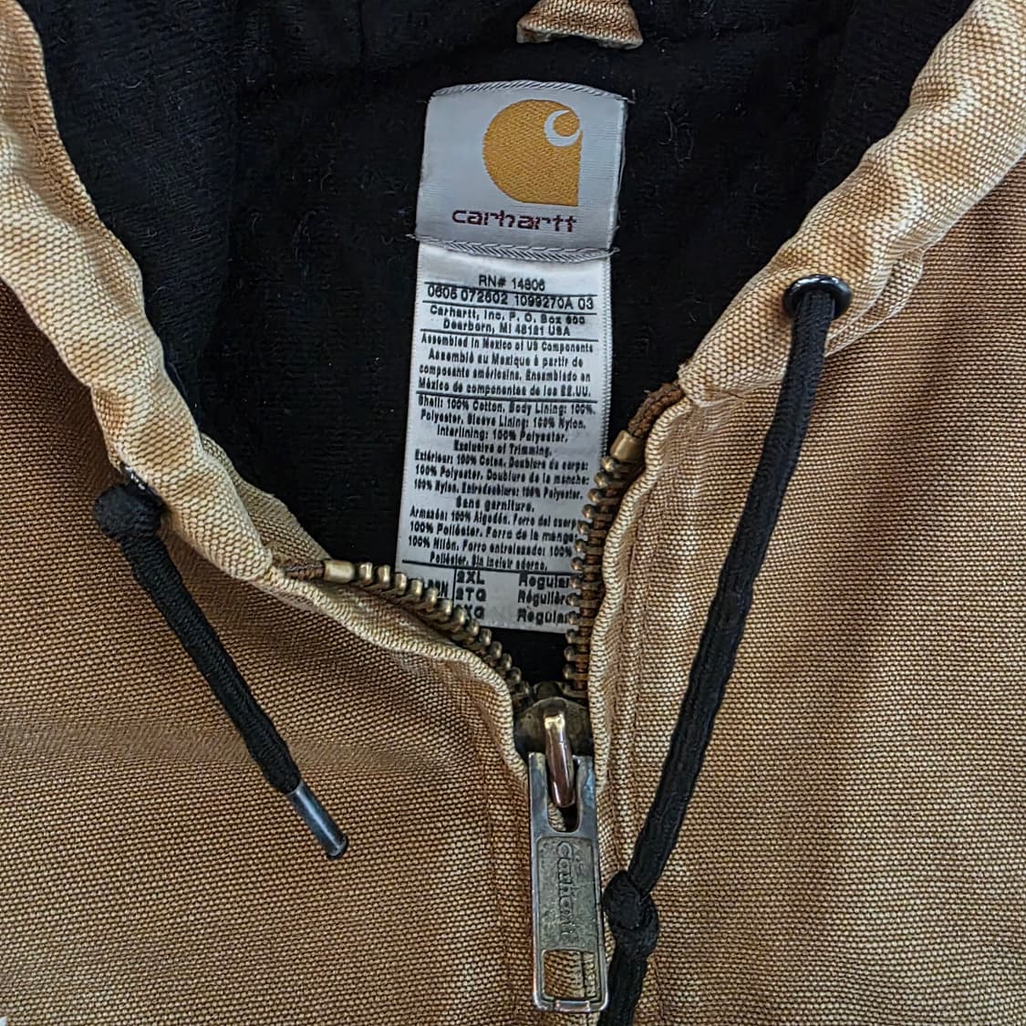 [2XL] 00s 빈티지 칼하트 j130 BRN 트래쉬드 페이드 워크자켓 상품이미지9