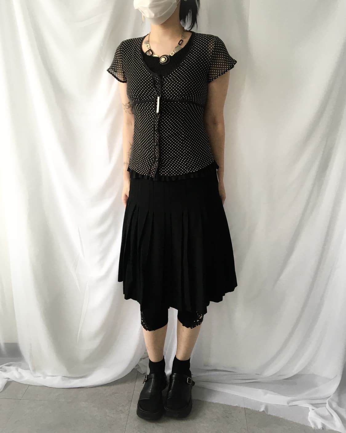 Dot pattern see through blouse 상품이미지7