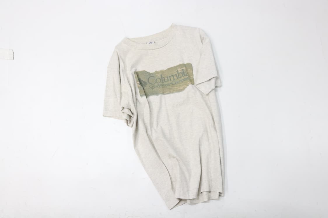  콜롬비아 90s USA제 빈티지 우드 블록 로고 오트밀 티셔츠 (M) 상품이미지2