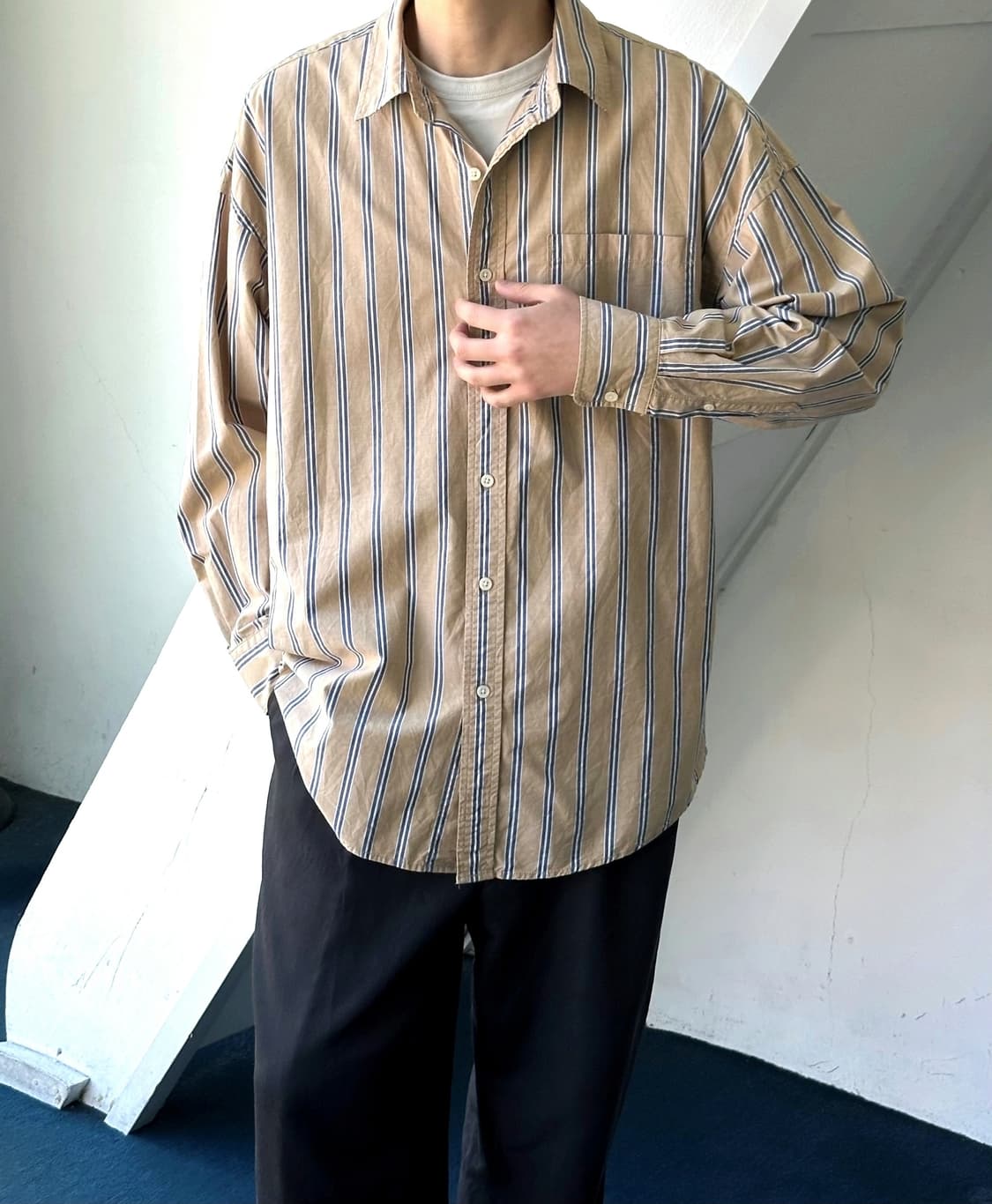 Light cotton linen stripe design shirt 상품이미지6