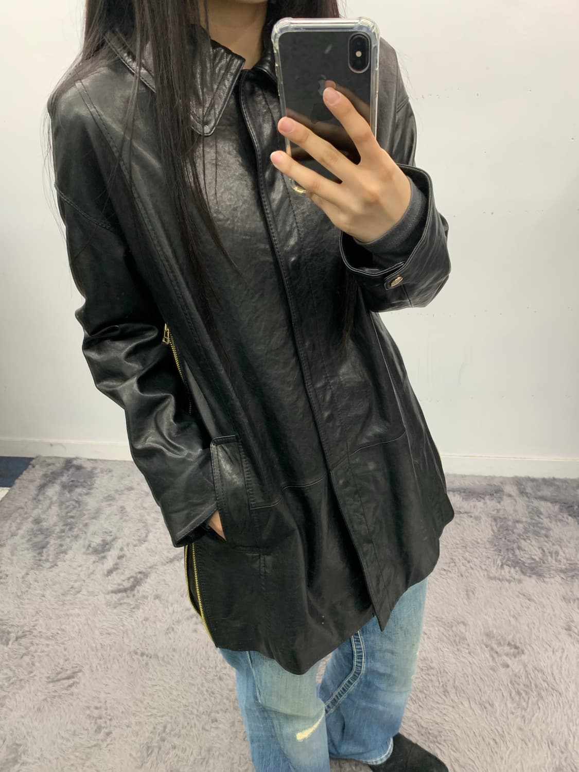 The studio K 램스킨 하프 지퍼 코트 상품이미지3