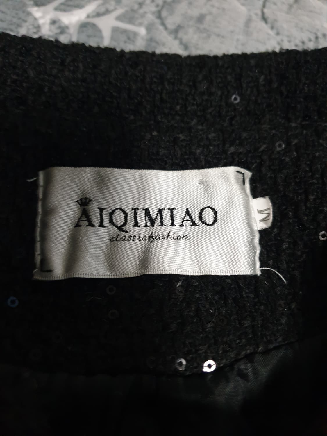 AIQIMIAO 크롭 트위드 셋업 (크롭자켓 스커트) 블랙 (F) 상품이미지3