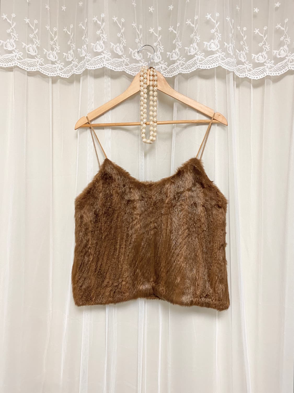 Vintage Brown Faux Fur Vest Bustier 상품이미지3