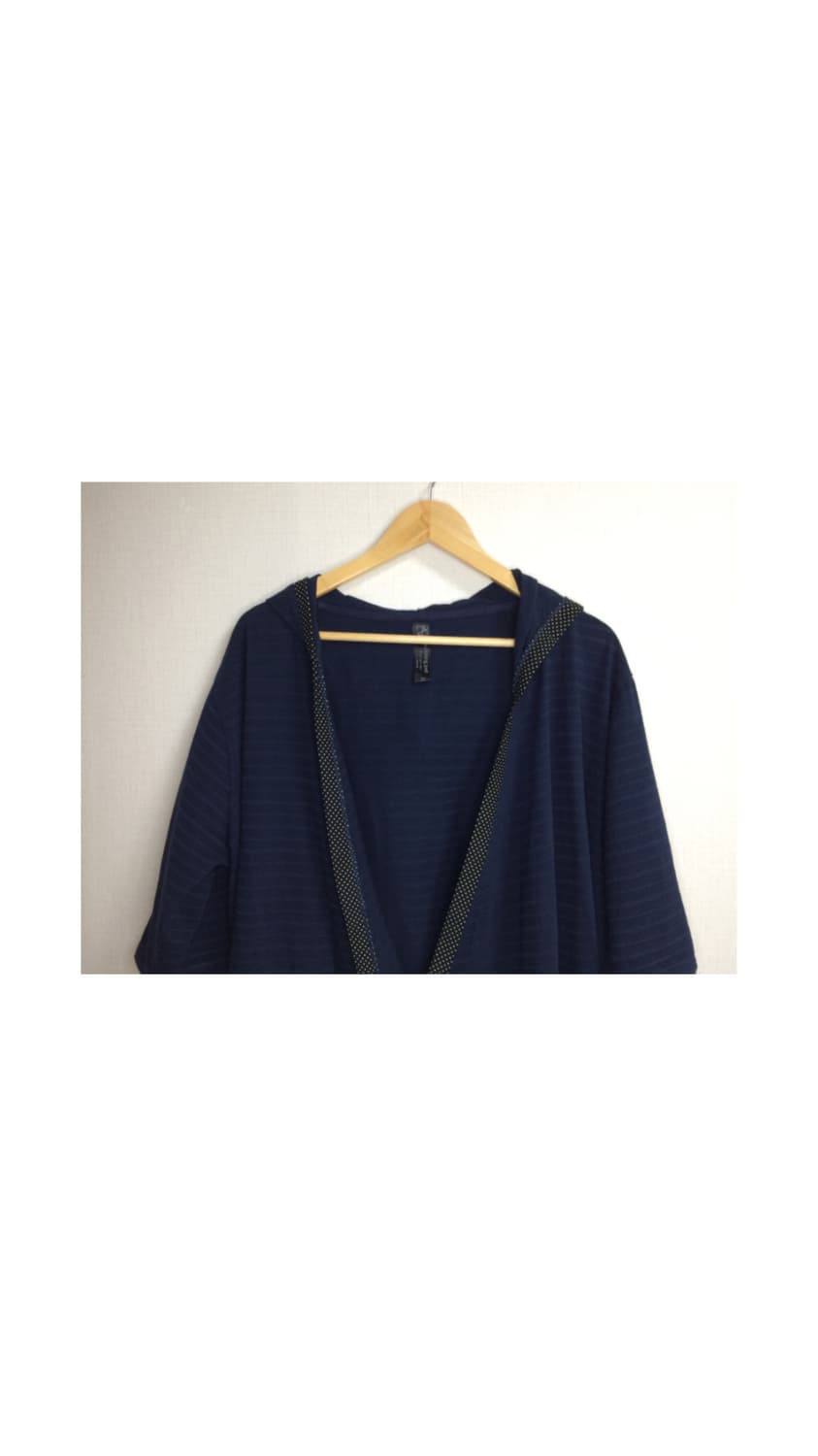 빈티지 네이비 도트라인 7부 소매 버튼 후드 상품이미지2