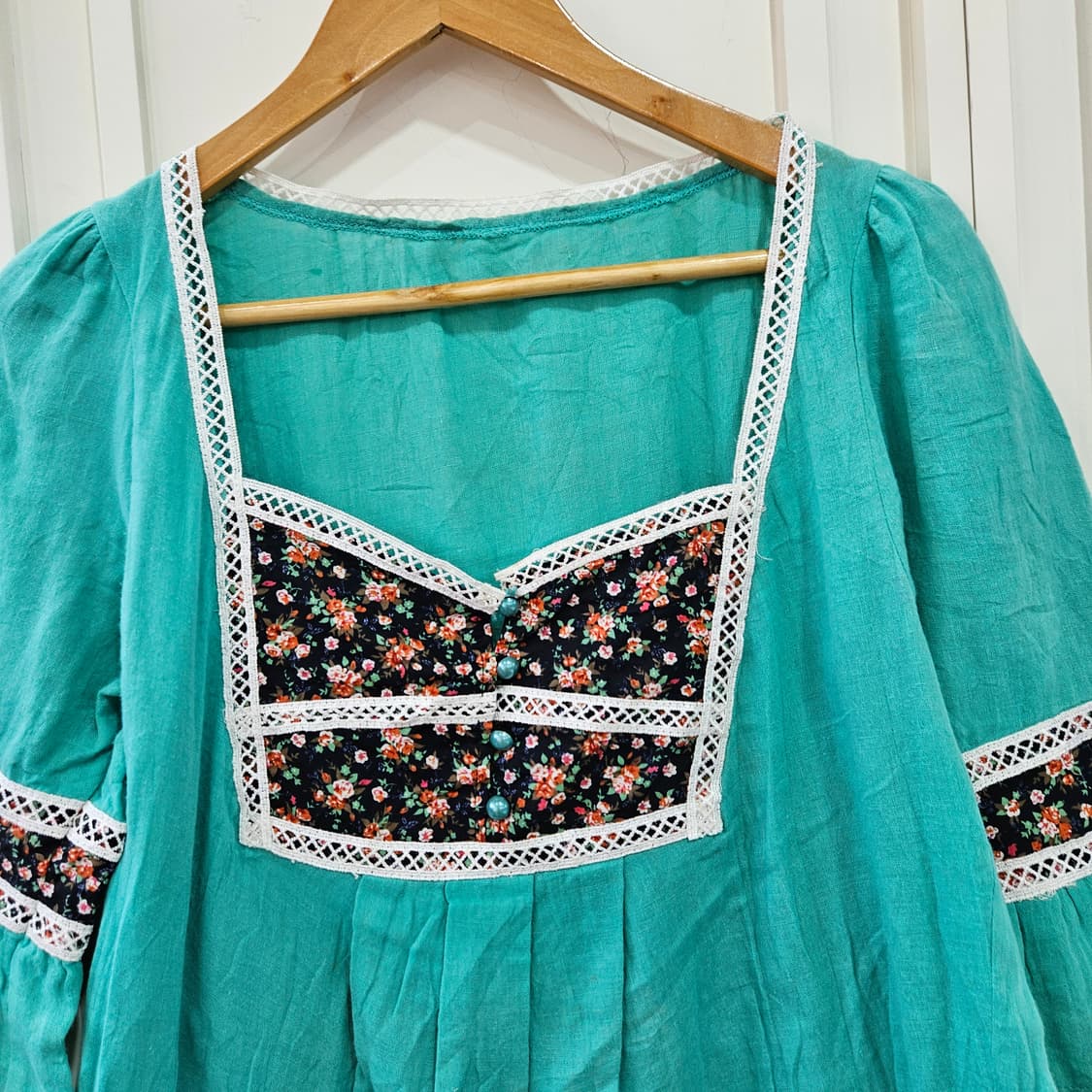 빈티지 플라워 에스닉 원피스 민트 상품이미지2