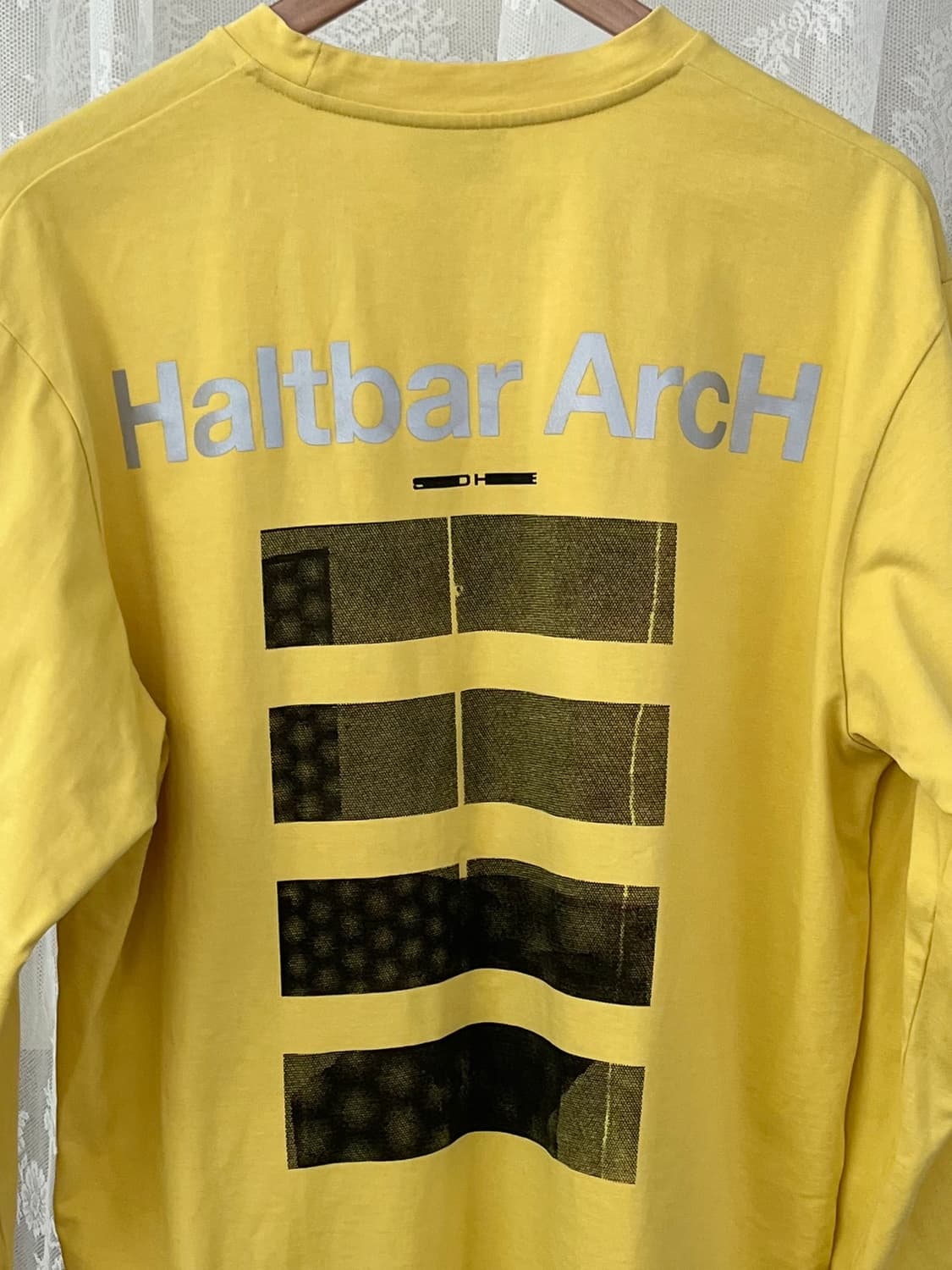 100) 솔리드옴므 백프린팅 롱슬리브 티셔츠 옐로우 상품이미지3