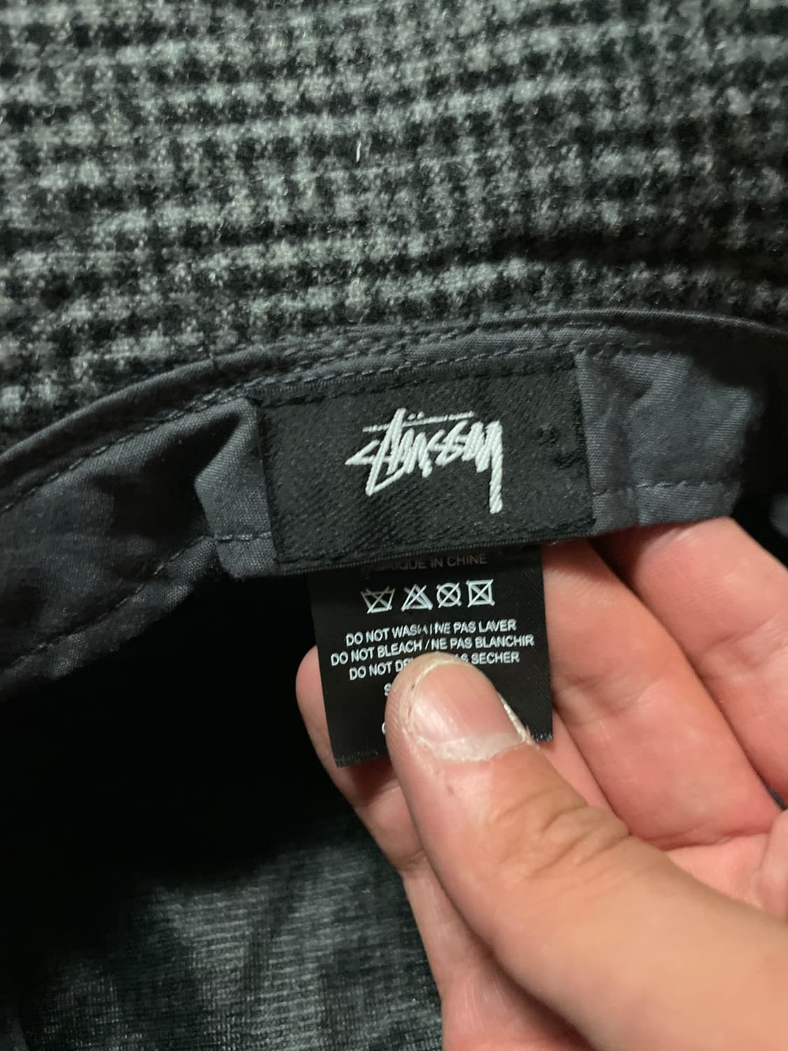 [L/XL] STUSSY 스투시 로고 울 체크 모자 버킷 햇 그레이 상품이미지7