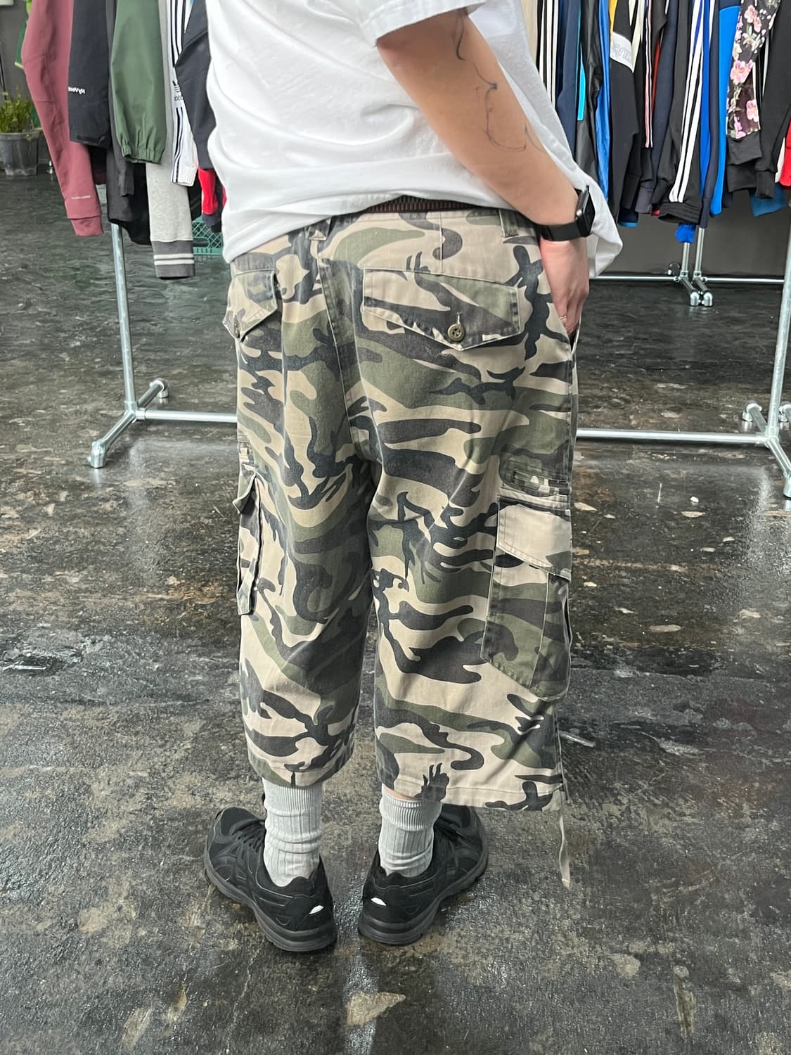 빈티지 카모플라주 카고 하프 팬츠 상품이미지4
