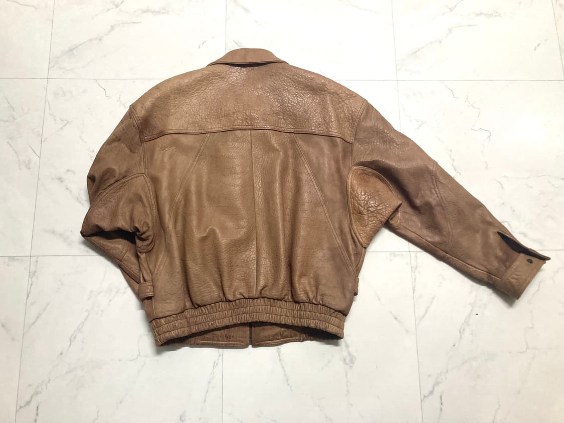 90s 호주 메리노 양가죽 램스킨 레더 봄버 자켓 105-110 상품이미지2