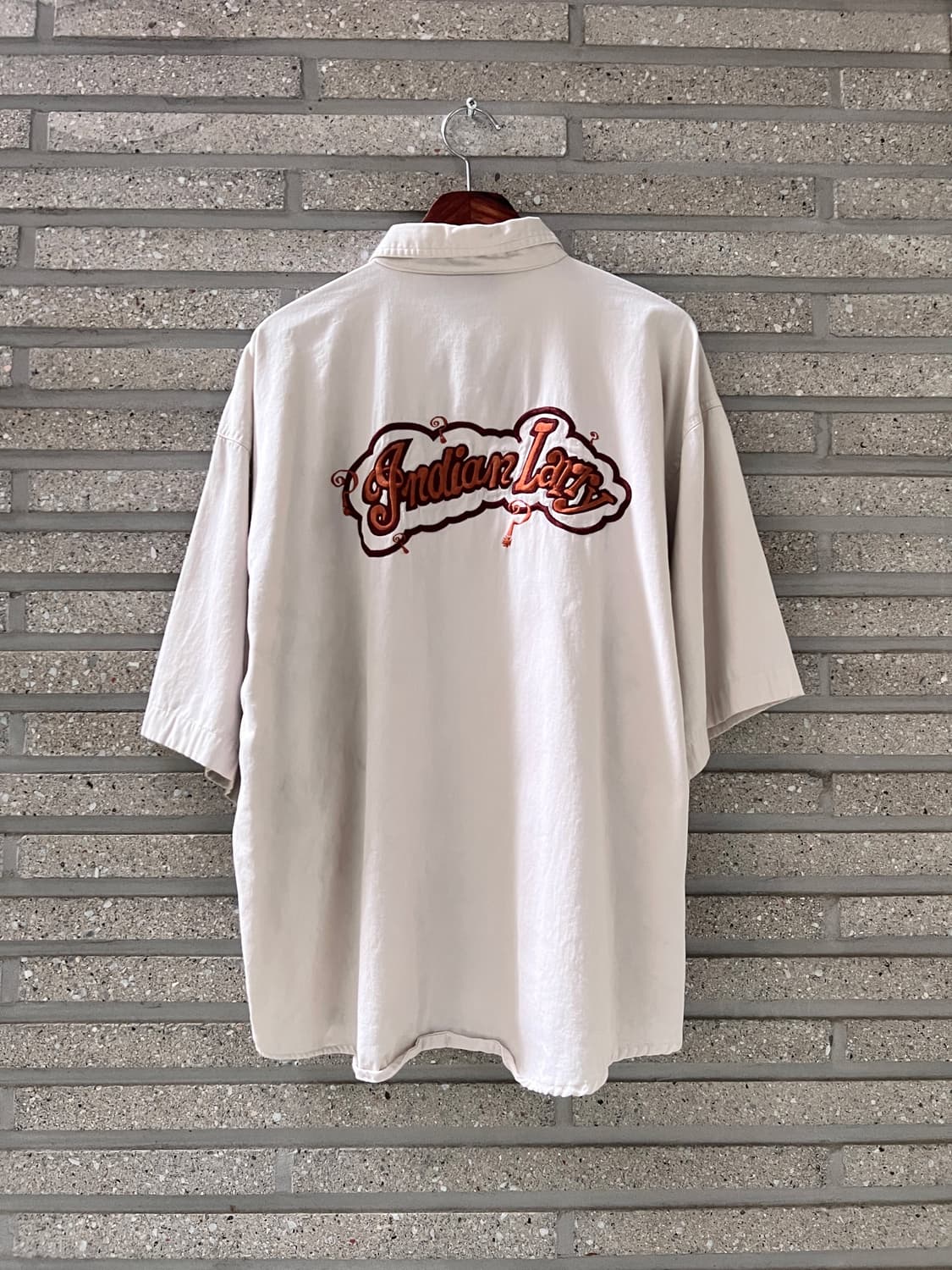[2XL]USA 빈티지 Indian Larry 스펠아웃 자수 워크 셔츠 상품이미지2