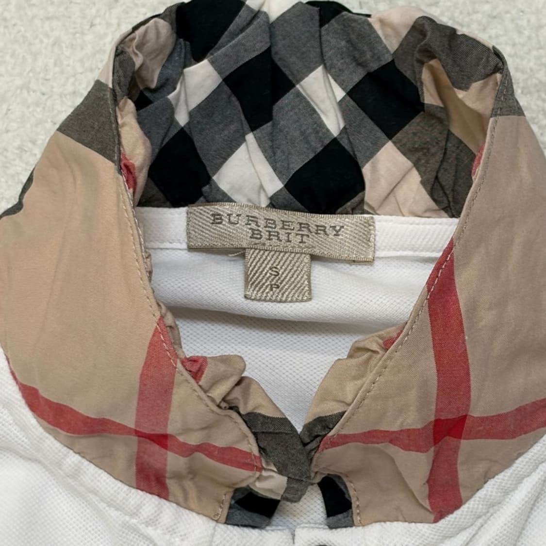 BURBERRY 체크 트리밍 롱슬리브 S 상품이미지5