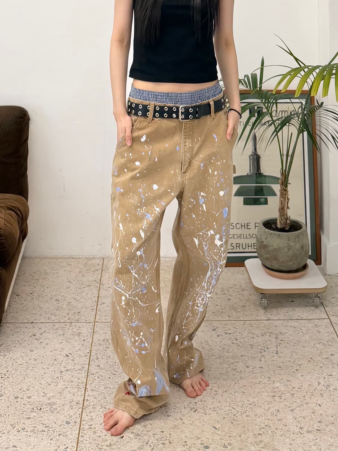 90s'커스텀 카하트 워크팬츠 베이지 상품이미지2