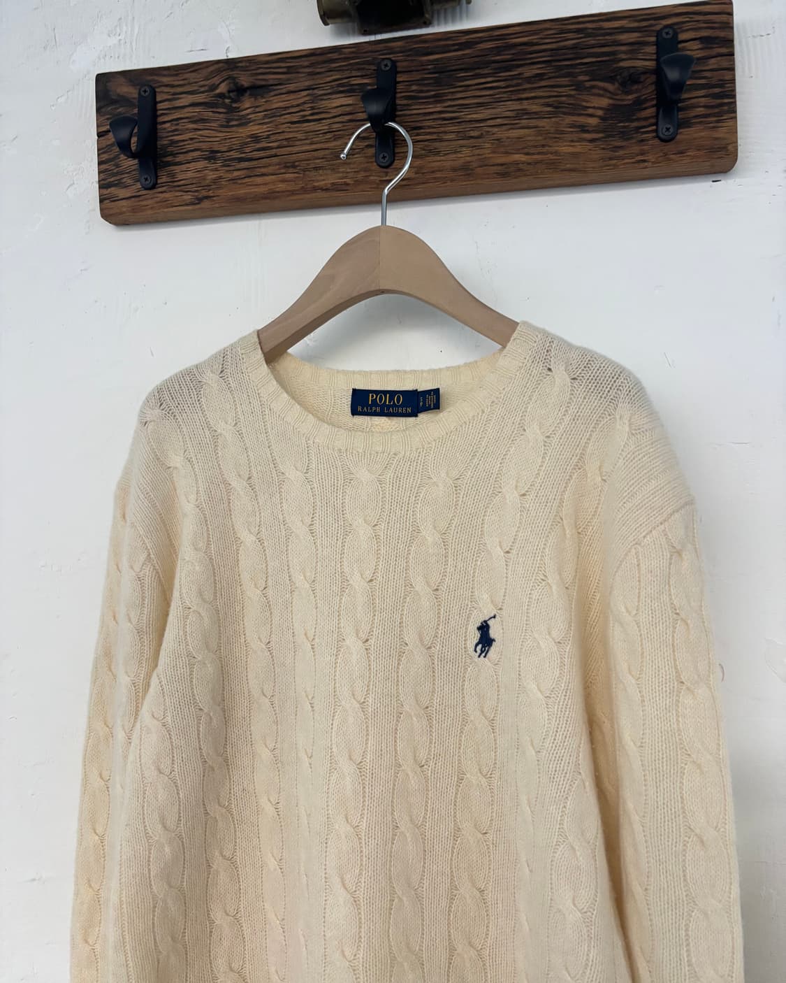 Polo 폴로 랄프로렌 캐시미어 아이보리 케이블 니트 상품이미지3