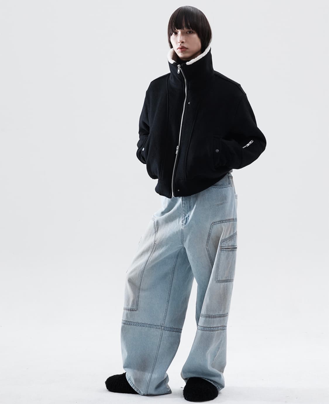 알렌느 크롭 블루종 블랙 2사이즈 상품이미지3