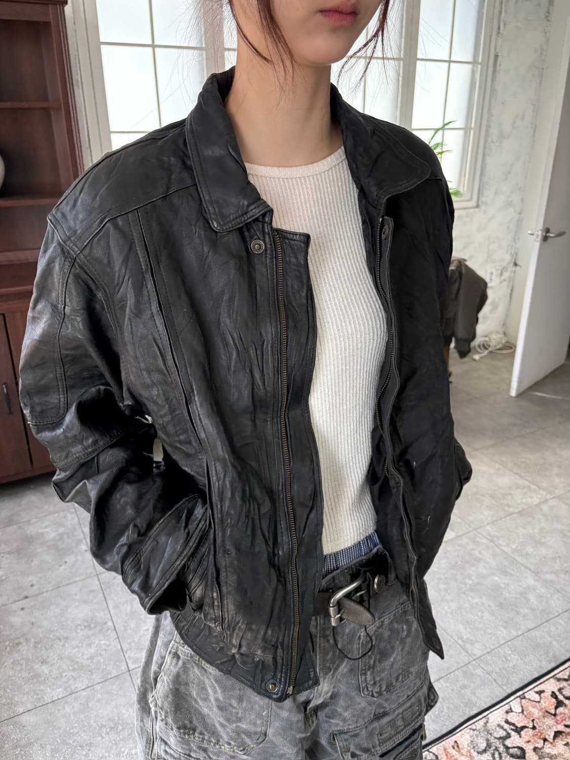 레더 블루종 자켓 상품이미지1