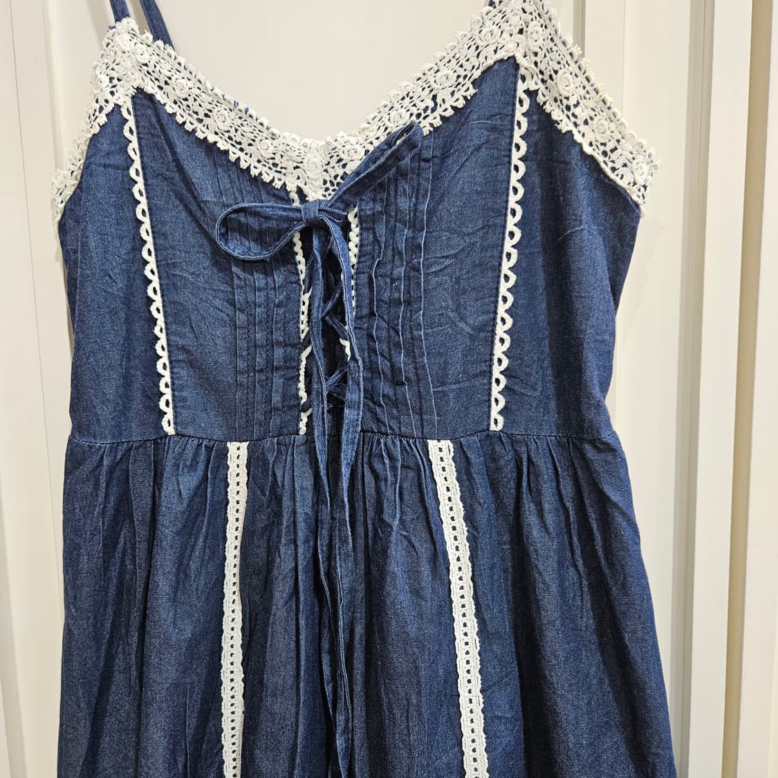 리즈리사 데님 레이스 롱원피스 상품이미지3