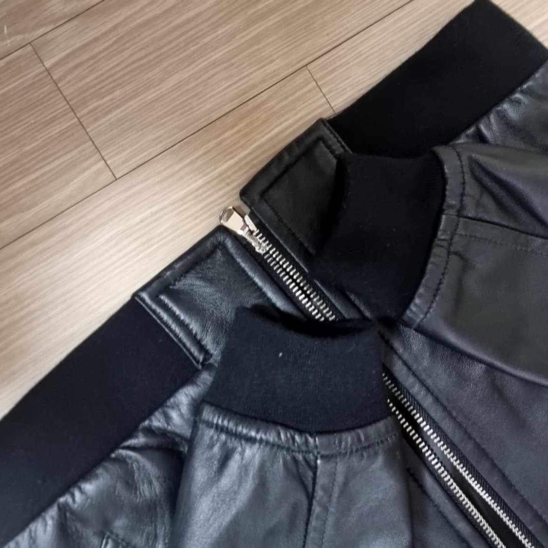 헤스티지 블랙 양가죽 레더 봄버 자켓(95) 상품이미지4