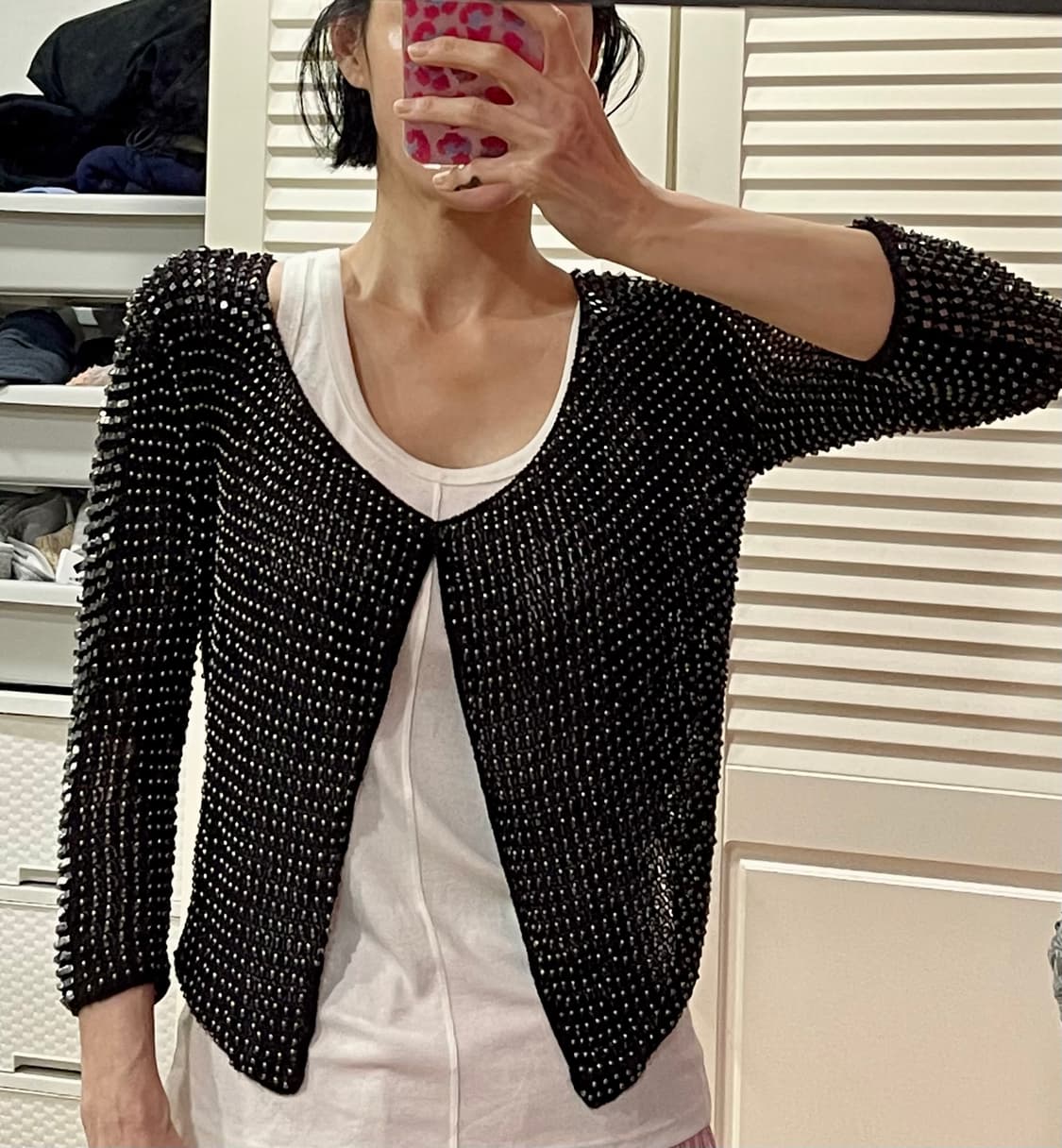 SISLEY 시슬리 스터드 비즈 가디건/블랙 상품이미지8