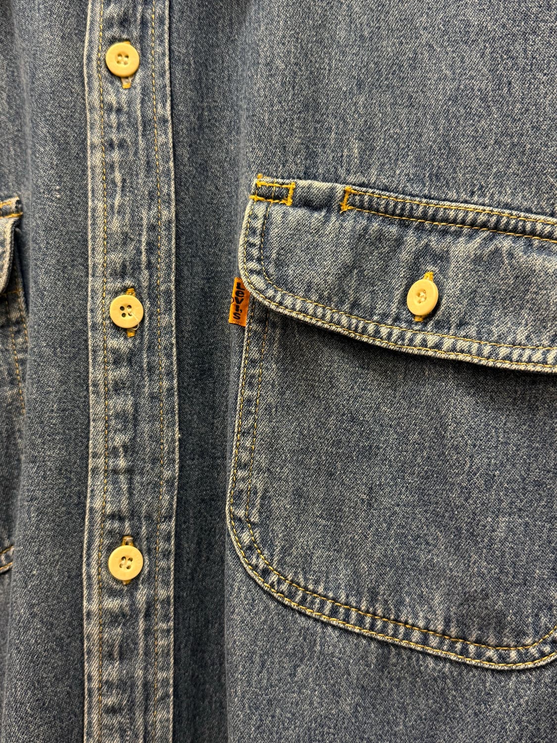 L) 90s Levi’s Orange Tab Denim Work Shir 상품이미지3