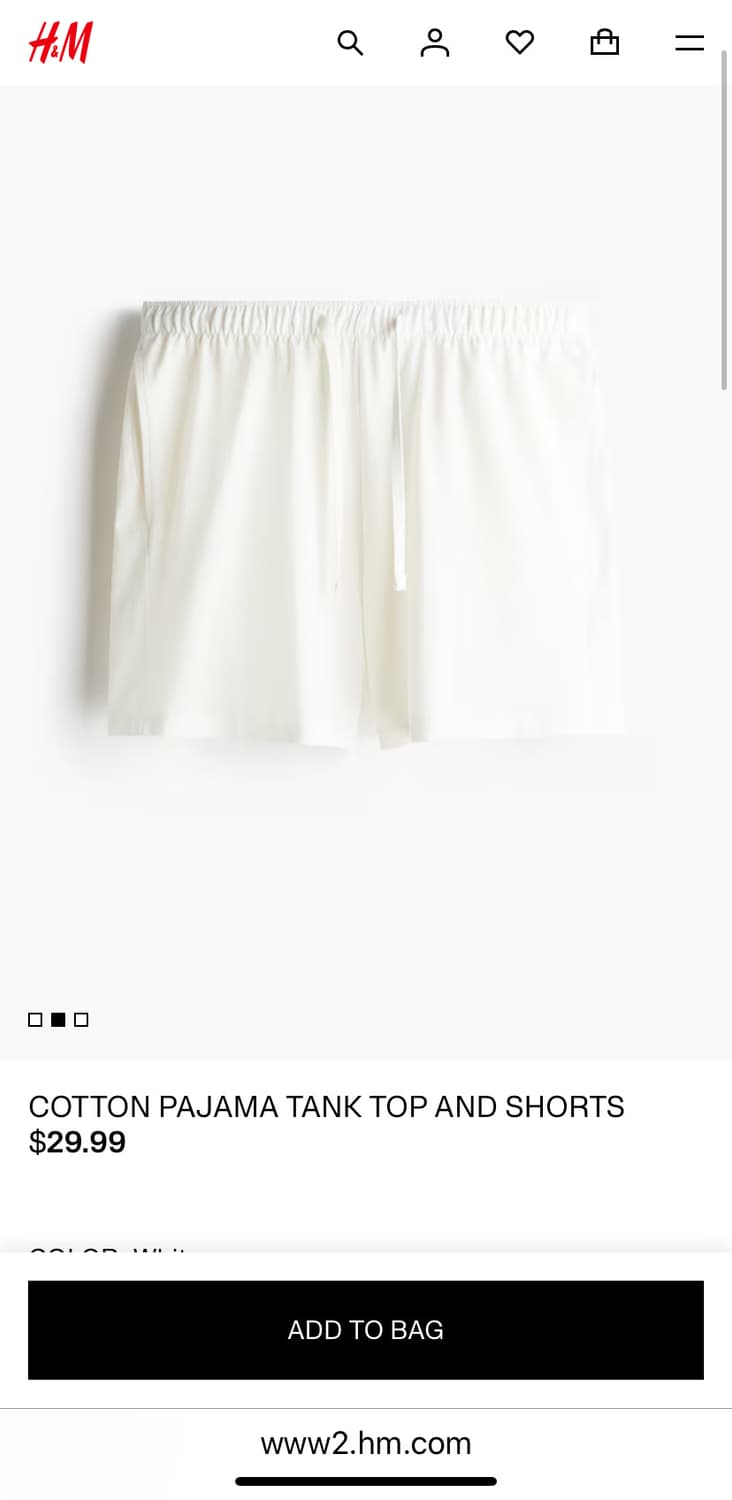 H&M 코튼 파자마 탱크탑 & 쇼츠 XS 상품이미지2