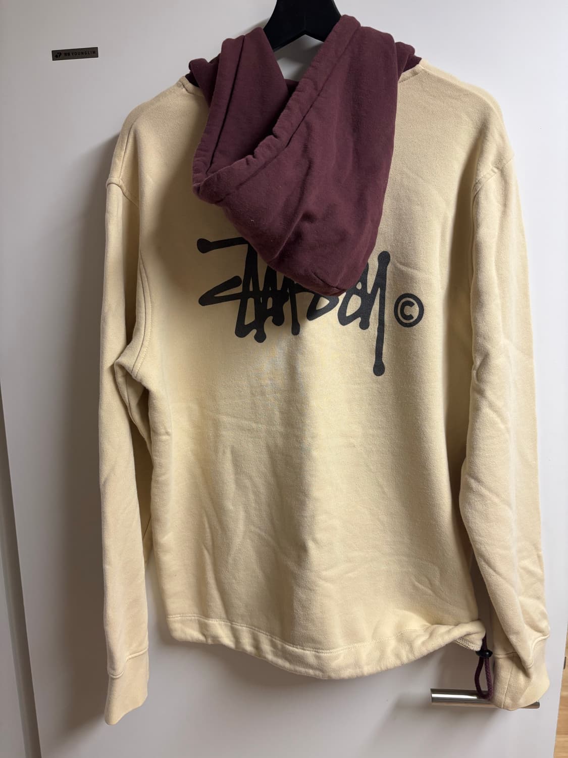 [M] 스투시 투톤 후드 크림/버건디 상품이미지2