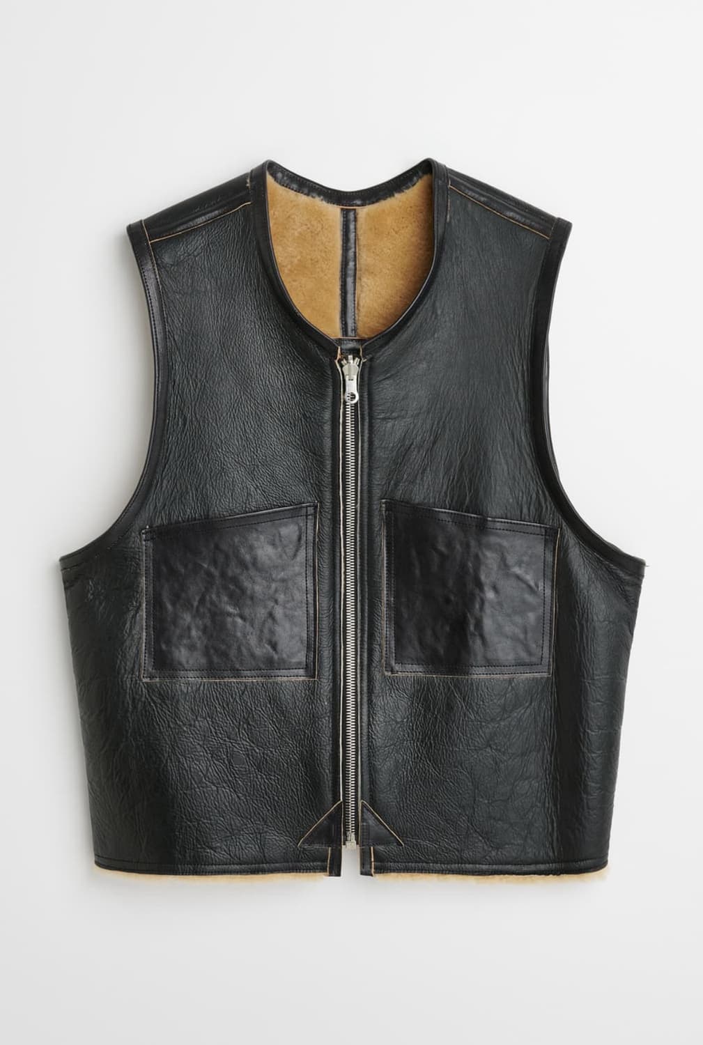 아워레가시 리버시블 셔링 베스트 블랙 브라운 48size 상품이미지1