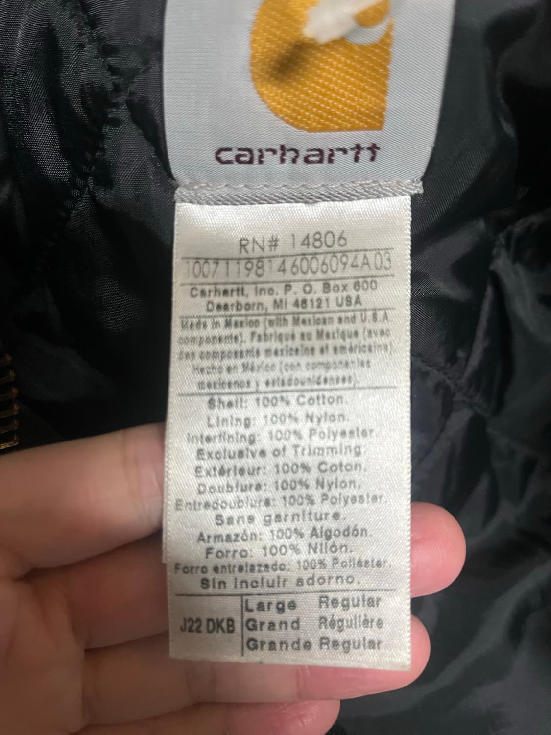 칼하트 j22 dkb 다크브라운 자켓 L 상품이미지3