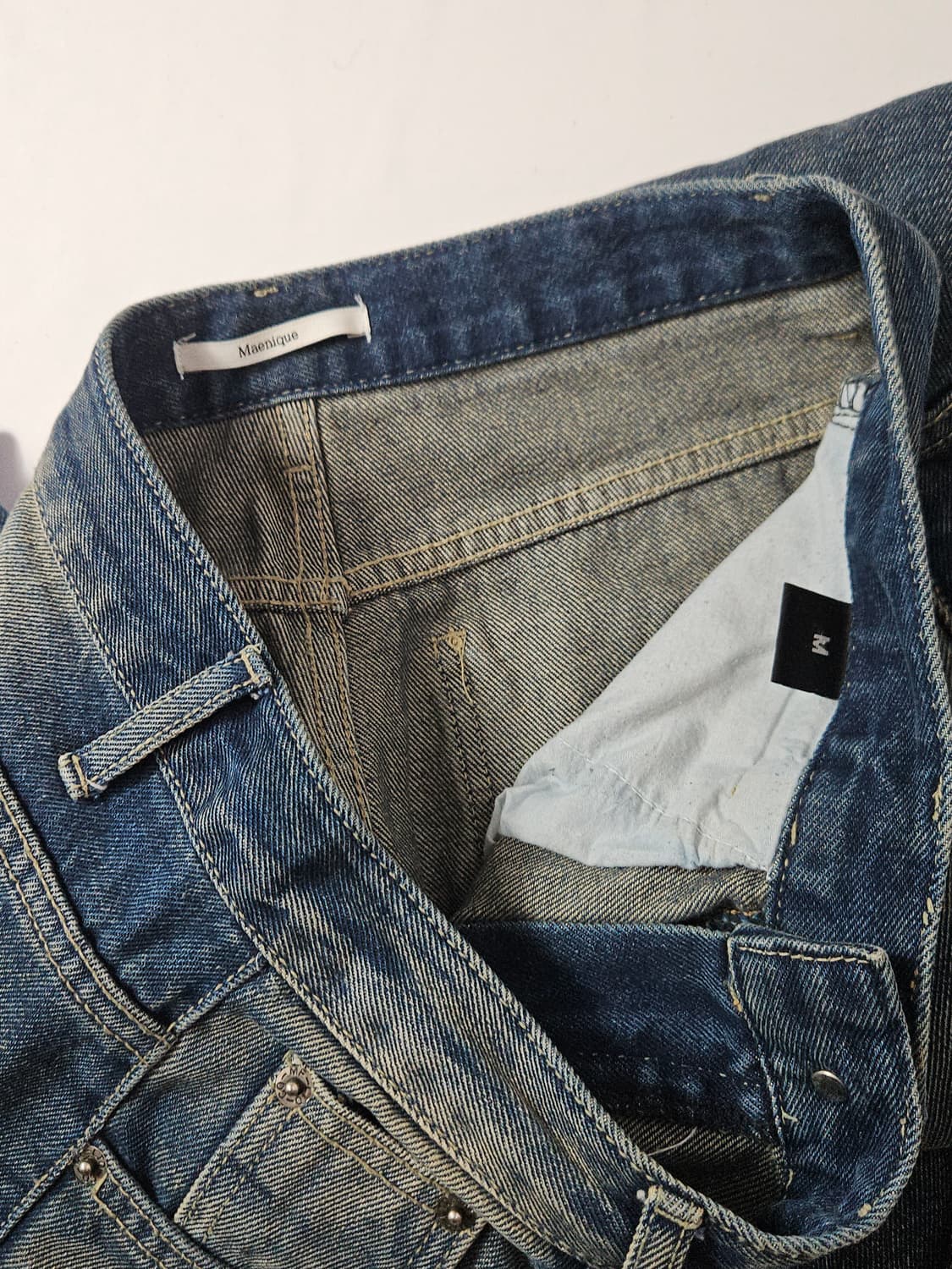 매니크 빈티지 스냅버튼 와이드 데님팬츠 진 청바지 M 상품이미지6