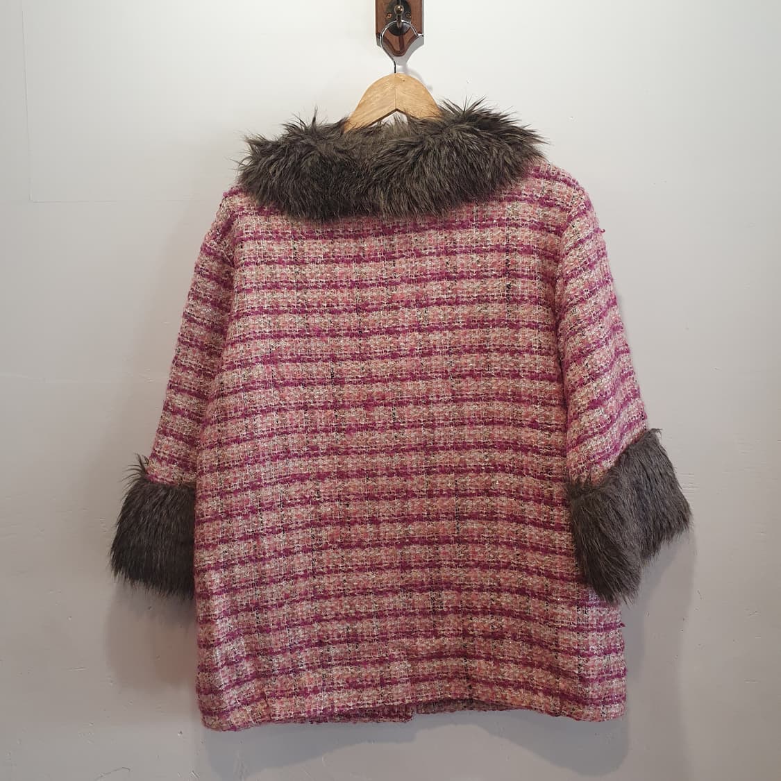 핑크 트위드 코트 made in japan  상품이미지5