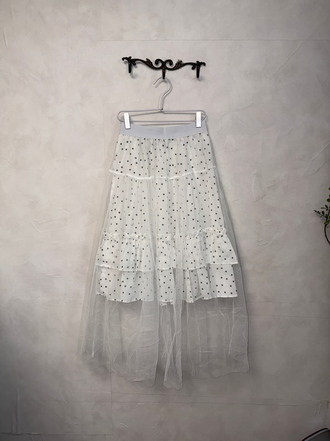 White dot seethrough layered long skirt 상품이미지1