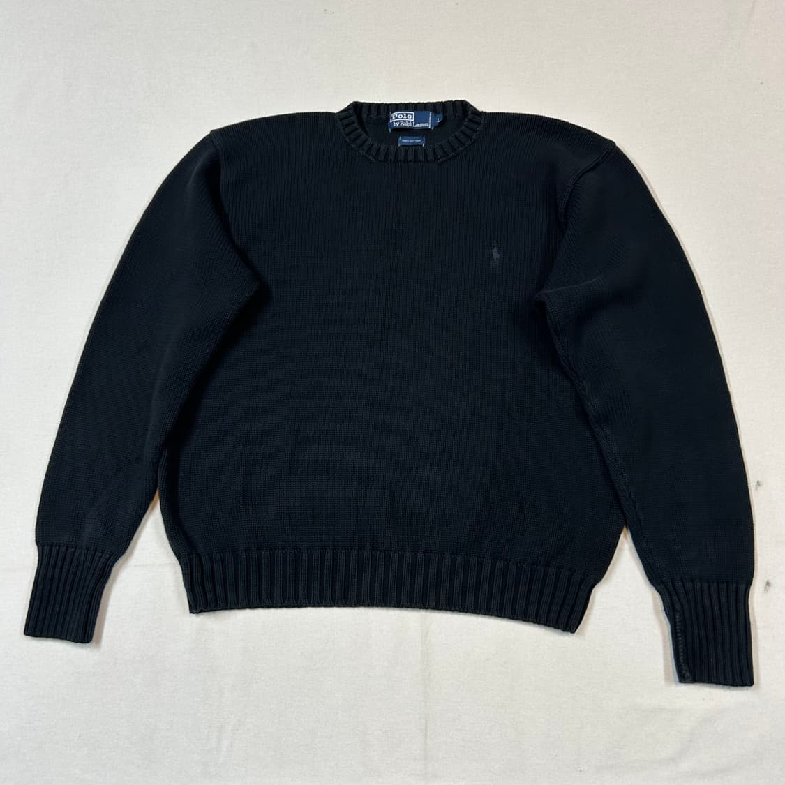L) 폴로 랄프로렌 헤비코튼 라운드넥 니트 블랙 상품이미지1