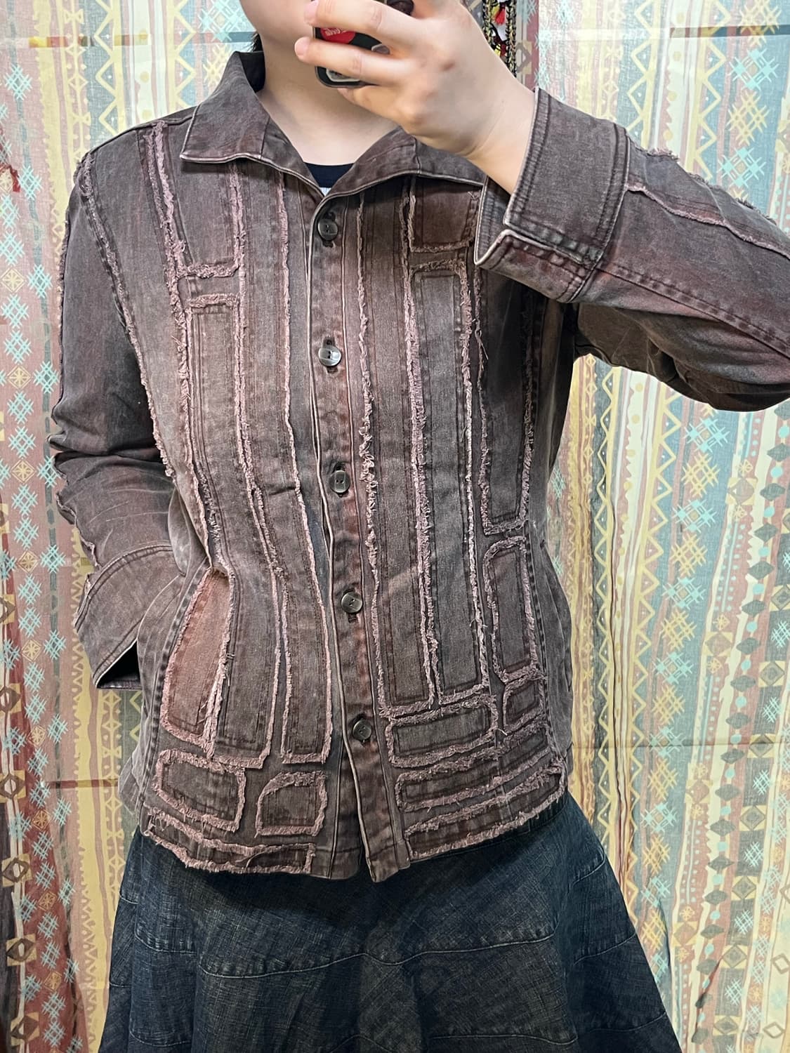 버건디 데님 재킷 상품이미지5