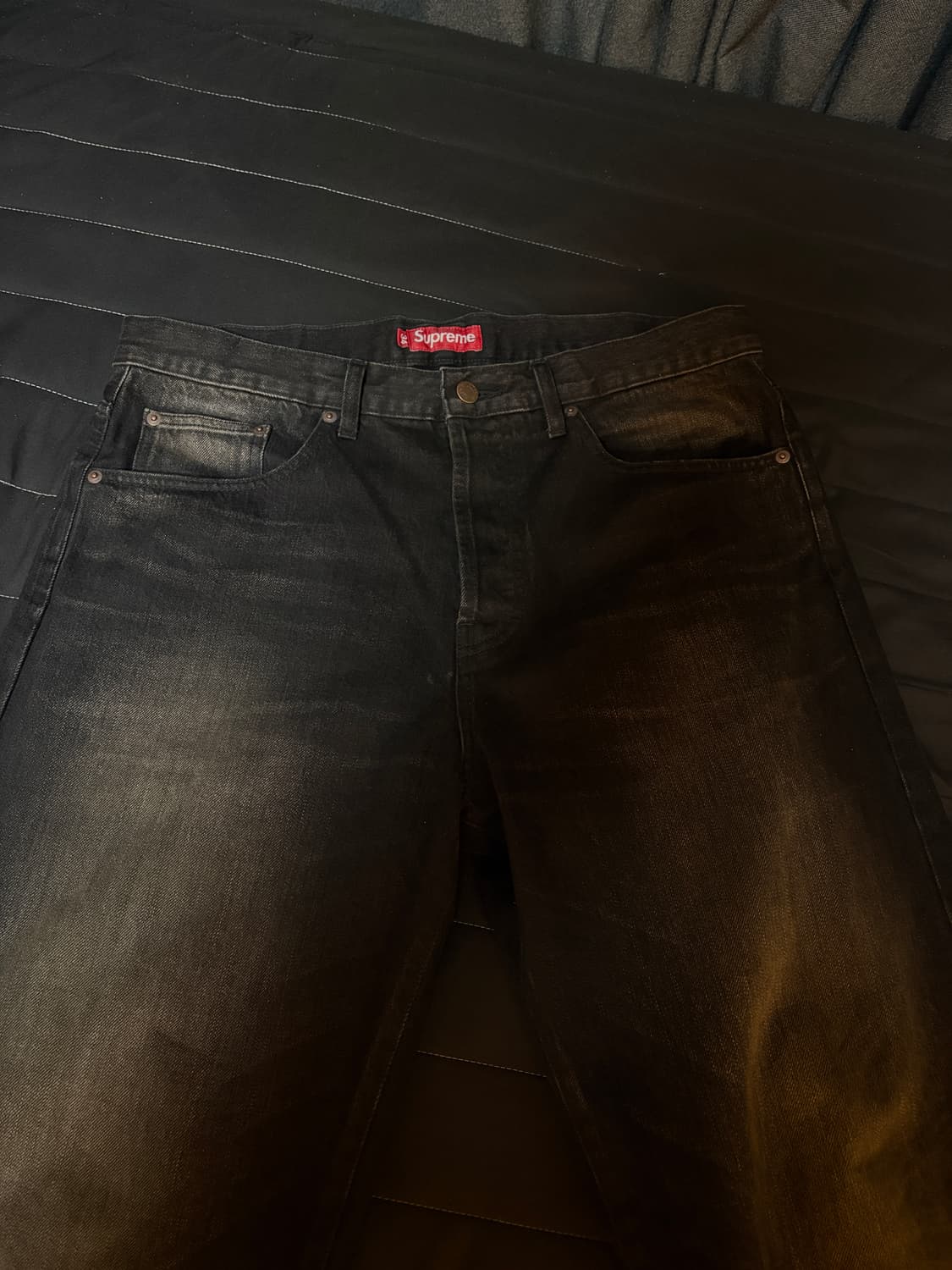 슈프림 셀비지 루즈핏 디스트레스드 진 블랙 34 상품이미지1