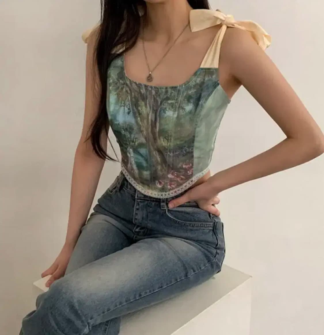 빈티지 페어리 그런지 모리걸 y2k 뷔스티에 나시 조끼 상품이미지4