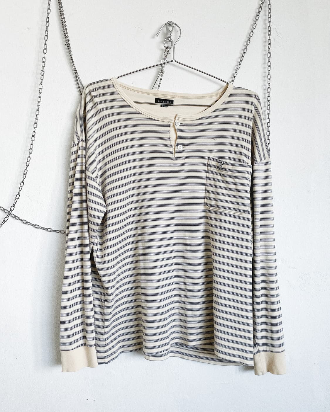 90s 셀린느 투버튼 스트라이프 롱슬리브 상품이미지5