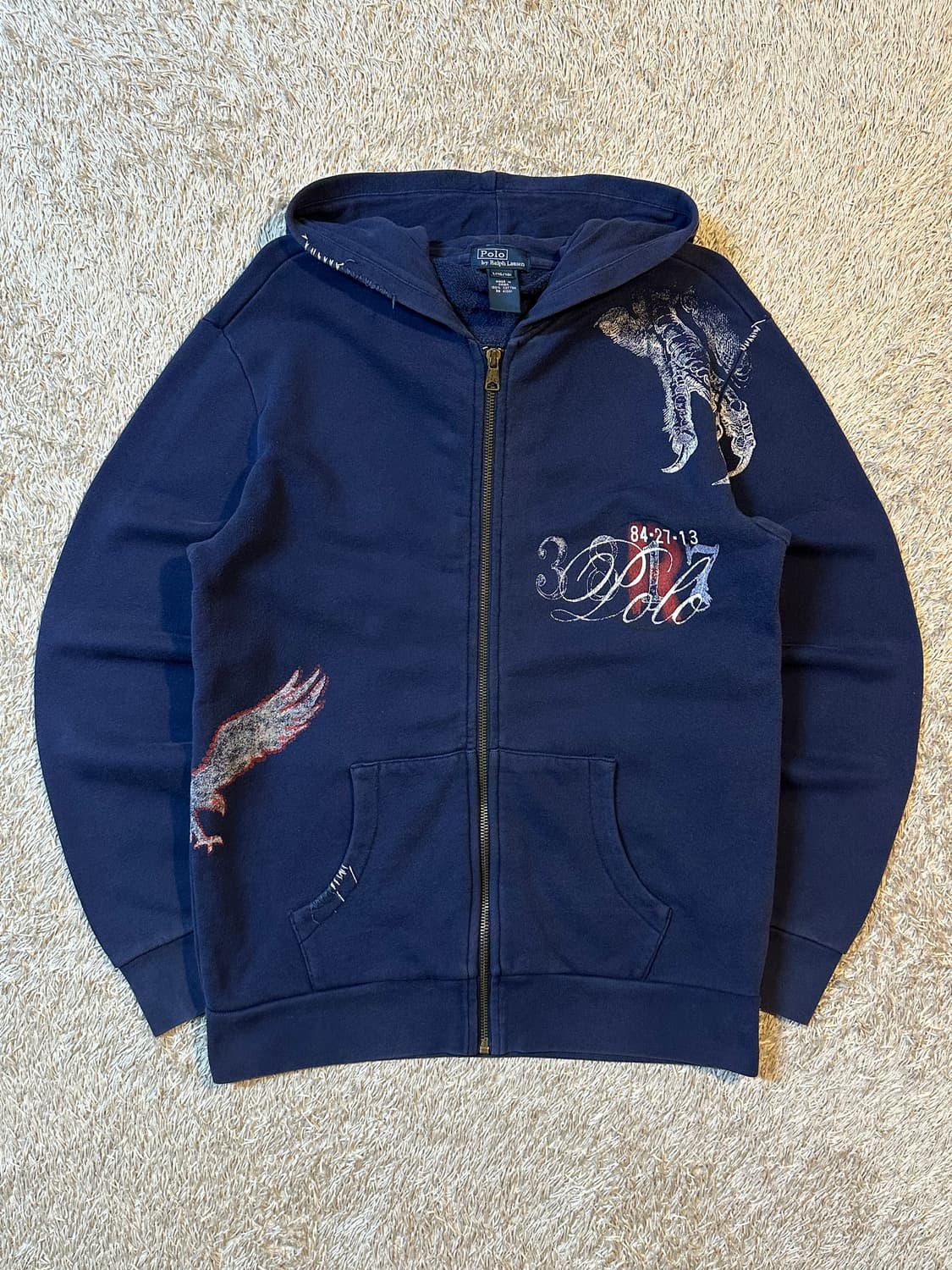 희귀) 00's 폴로 랄프로렌 이글 후드집업 네이비 상품이미지1