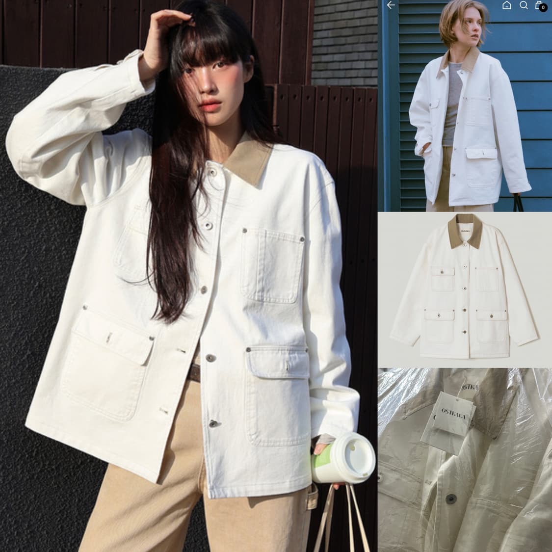 오스트카카 카라 배색 워크자켓 아이보리 새상품 상품이미지1