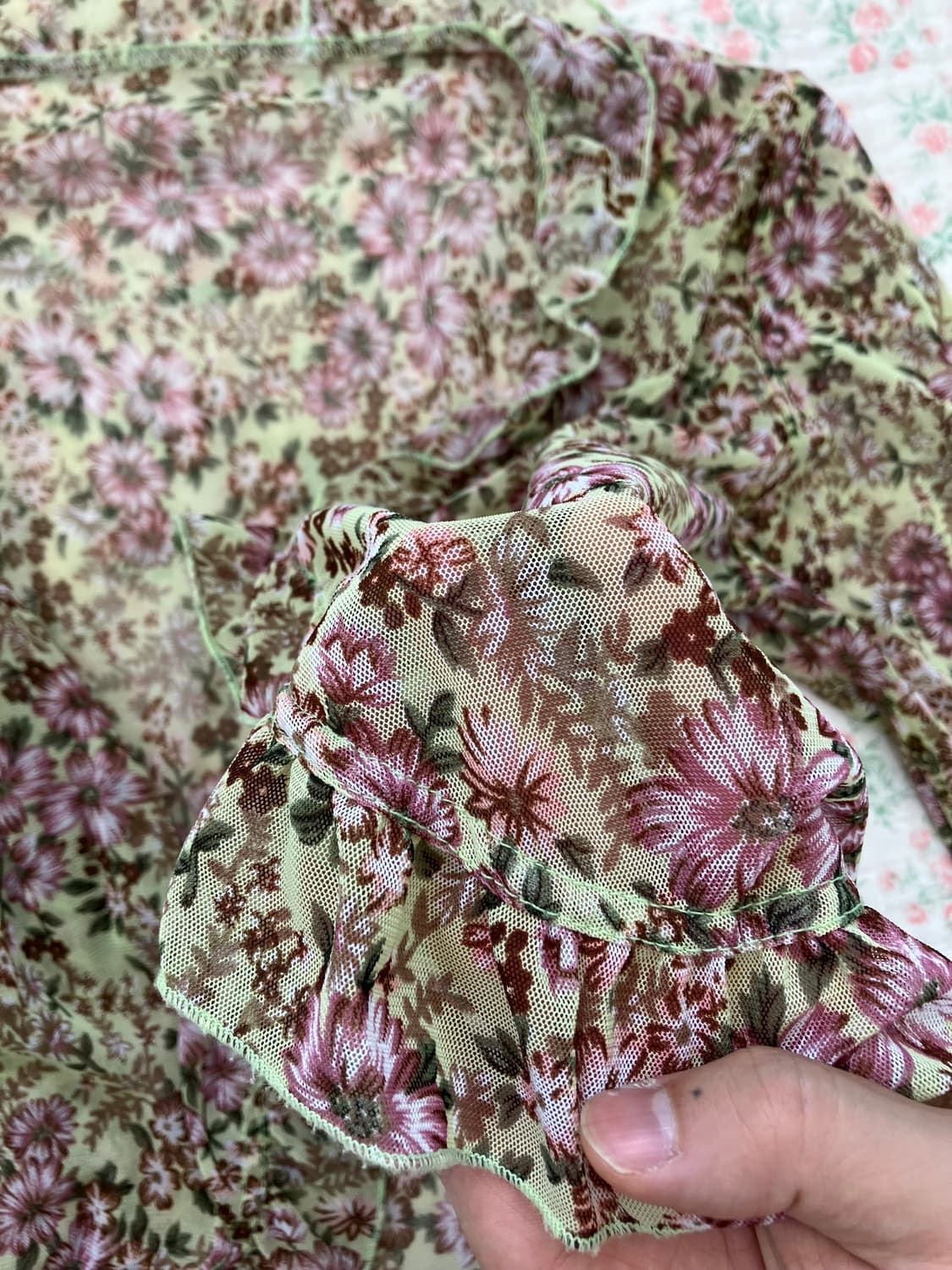 빈티지 플라워 패턴 프릴 볼레로 가디건 1091 모리걸 y2k 스트릿 갸 상품이미지7