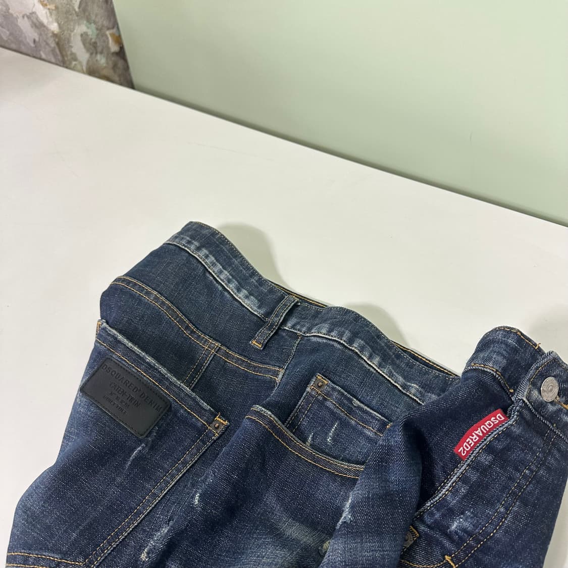 48 M 디스퀘어드2 페인팅 찢청 바이커진 상품이미지2