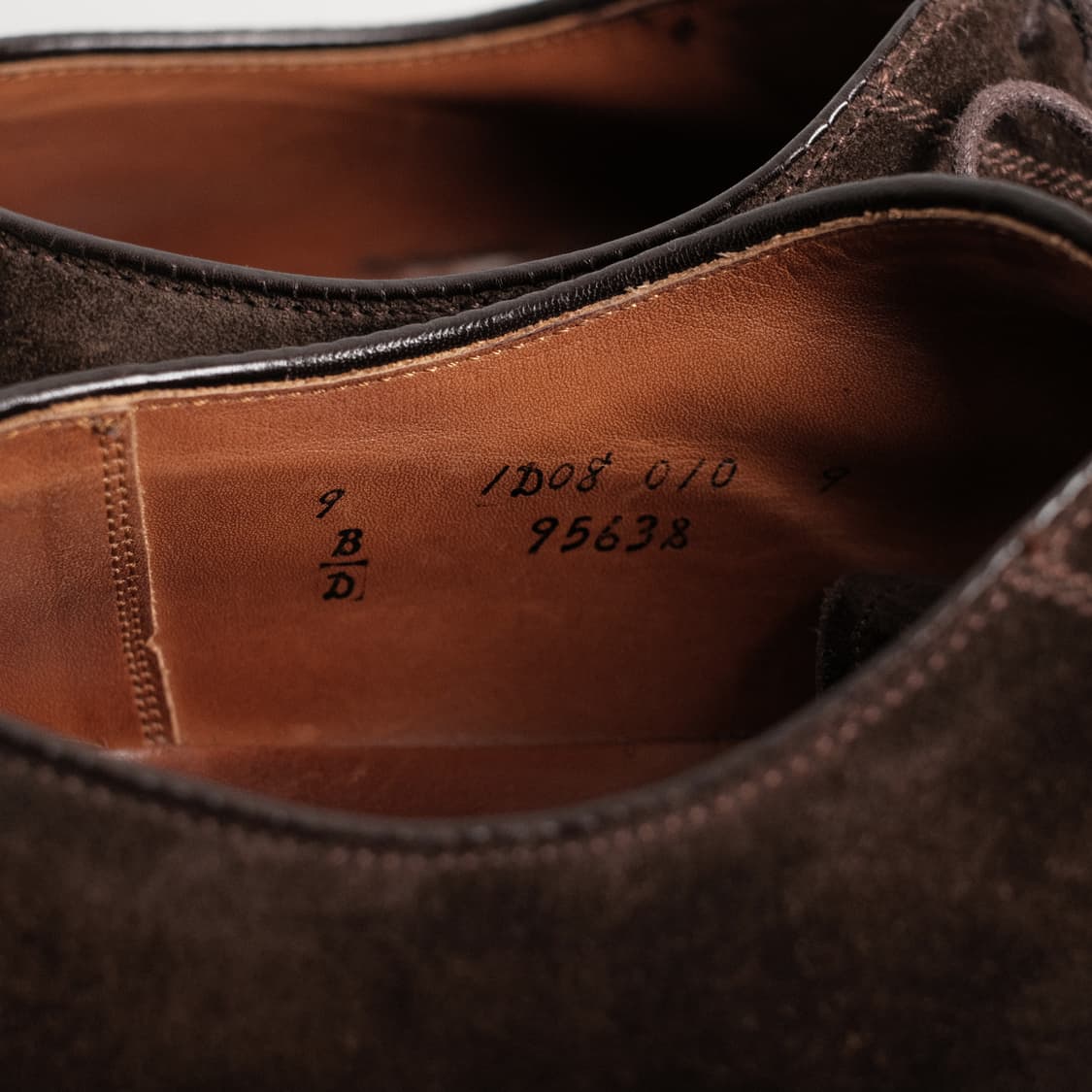 알든 9563S 9D(270사이즈) 다크브라운 스웨이드 스트레이트팁 더비 상품이미지9