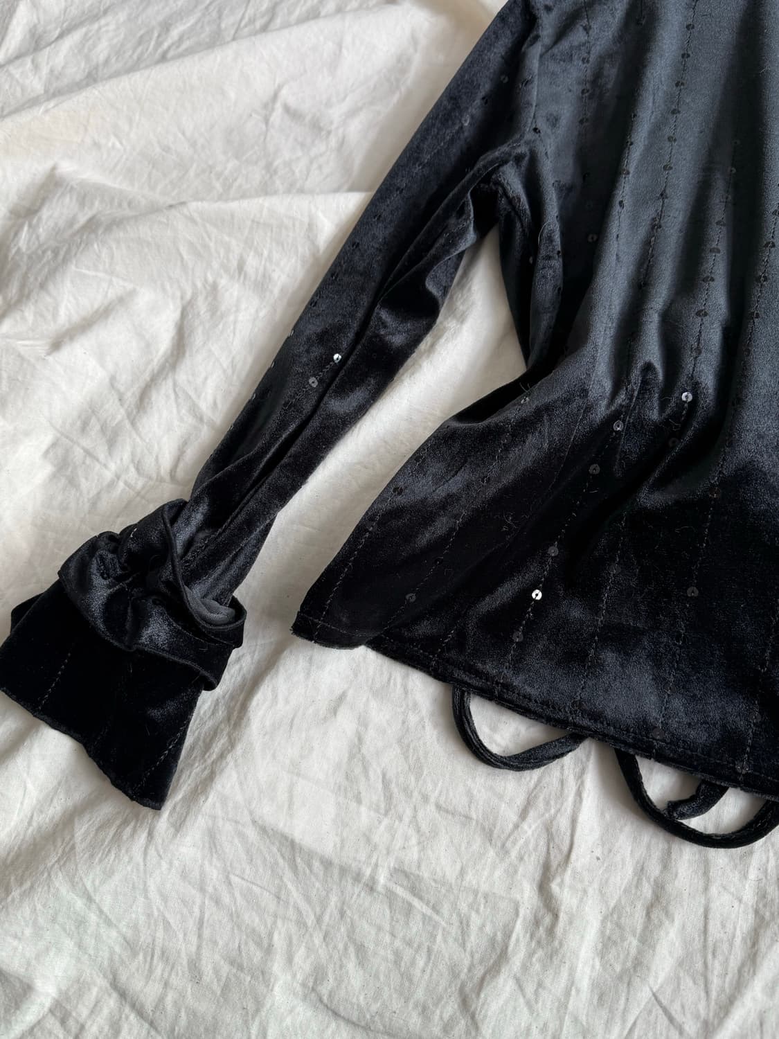 고스로리 오리엔탈 블랙 벨벳 프릴 가디건 상품이미지6